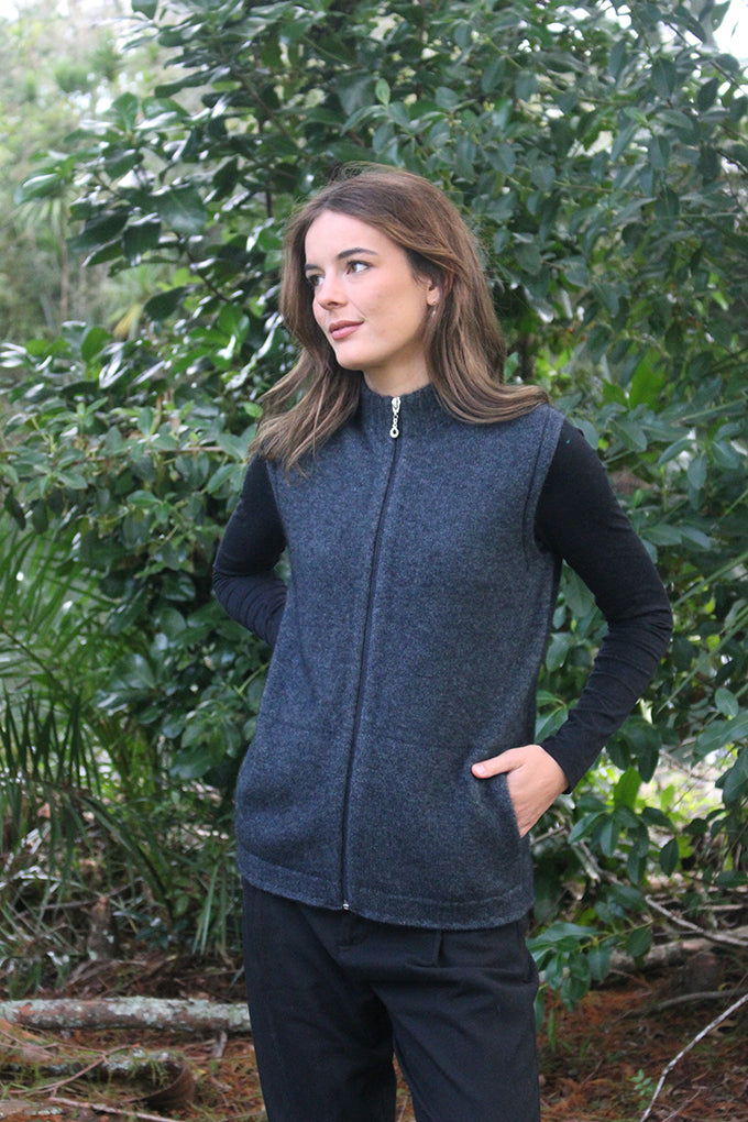 Plain Zip Vest with Pockets