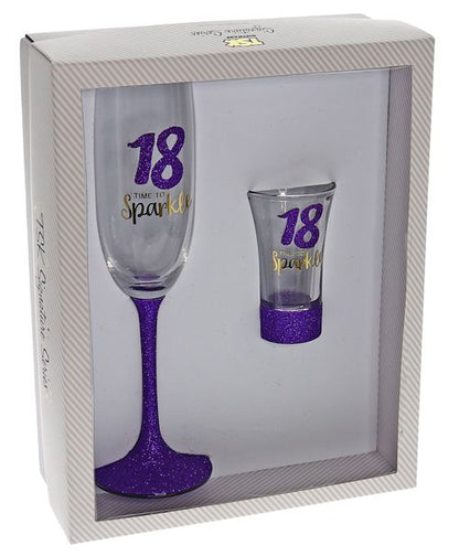18 SPARKLE PURPLE SHOT & FLUTE SET