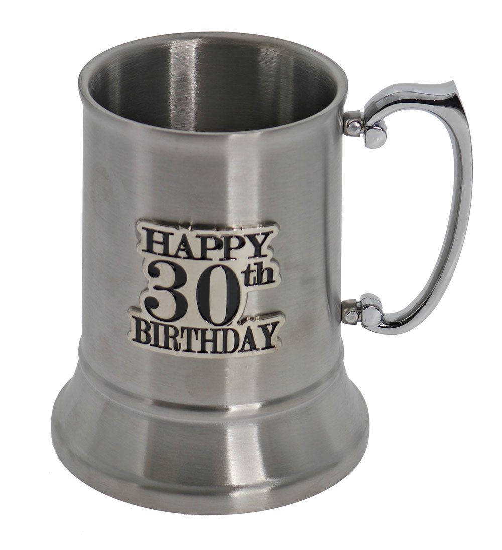 30 BADGE STAIN STEEL BEER MUG