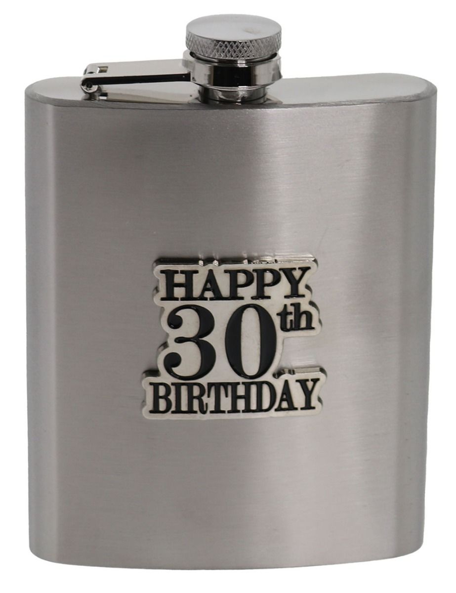 30 BADGE STAIN STEEL HIP FLASK