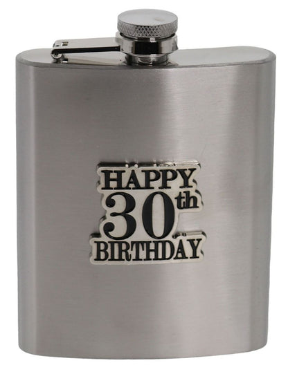 30 BADGE STAIN STEEL HIP FLASK
