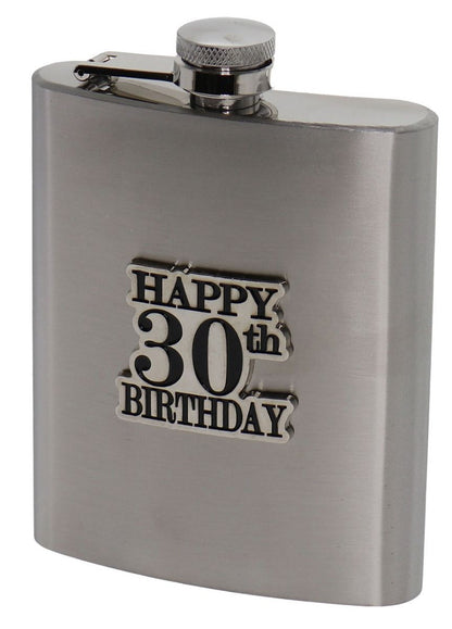 30 BADGE STAIN STEEL HIP FLASK