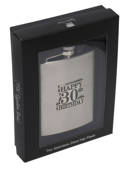 30 BADGE STAIN STEEL HIP FLASK
