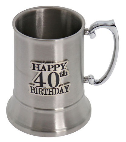 40 BADGE STAIN STEEL BEER MUG