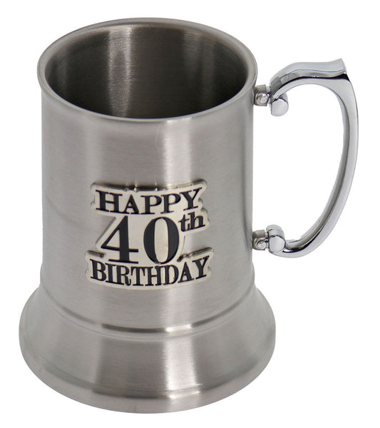 40 BADGE STAIN STEEL BEER MUG