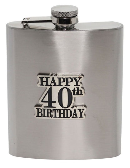 40 BADGE STAIN STEEL HIP FLASK