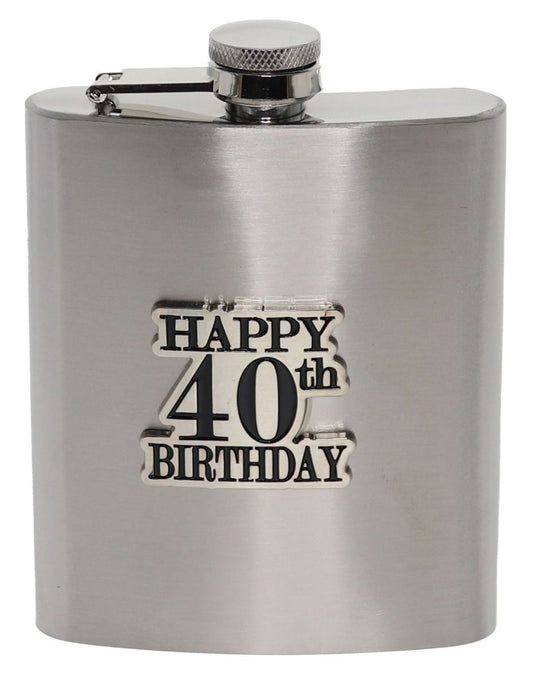 40 BADGE STAIN STEEL HIP FLASK