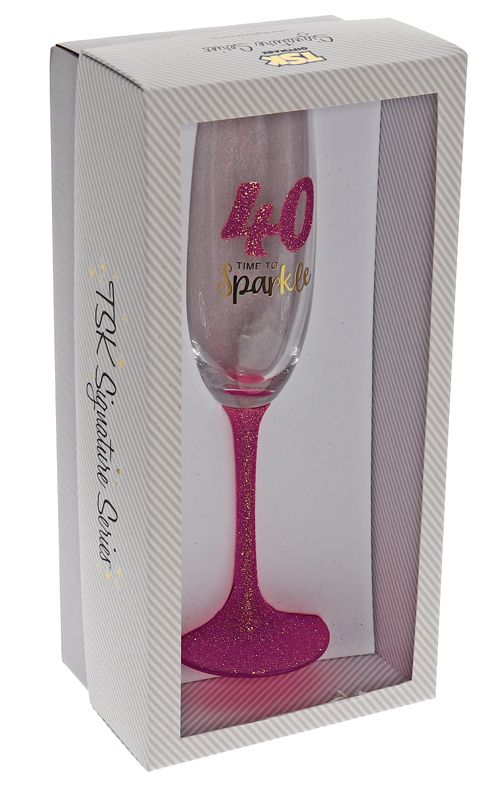 40 SPARKLE FUCHSIA FLUTE GLASS