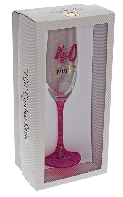 40 SPARKLE FUCHSIA FLUTE GLASS