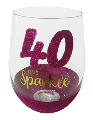 40 SPARKLE FUCHSIA STEMLESS WINE