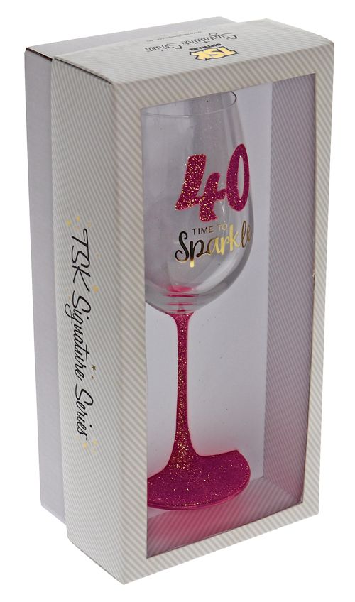 40 SPARKLE FUCHSIA WINE GLASS