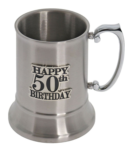50 BADGE STAIN STEEL BEER MUG
