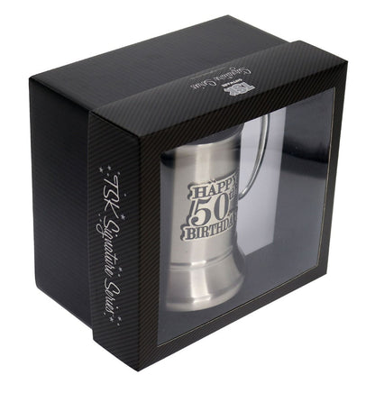 50 BADGE STAIN STEEL BEER MUG