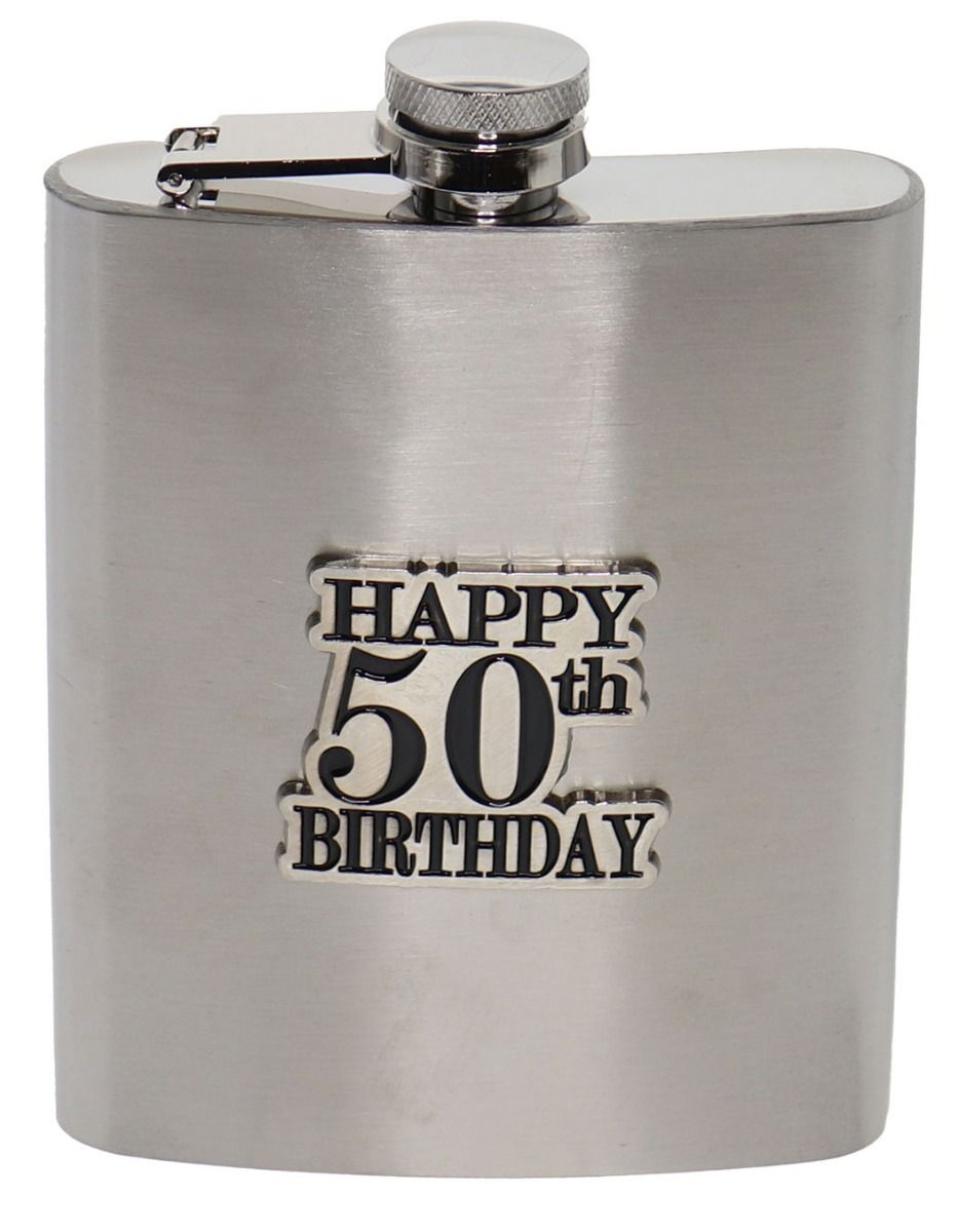 50 BADGE STAIN STEEL HIP FLASK