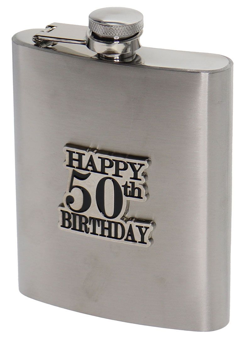 50 BADGE STAIN STEEL HIP FLASK