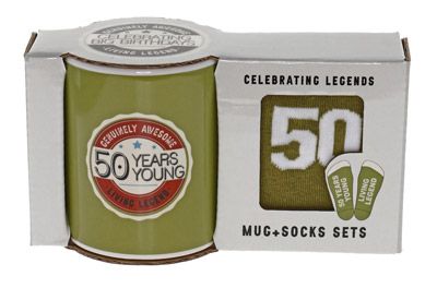 50 YEARS YOUNG MUG AND SOCK SET