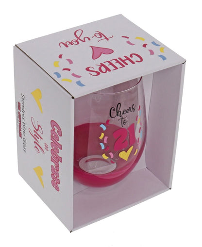 CHEERS TO 21 STEMLESS WINE GLASS