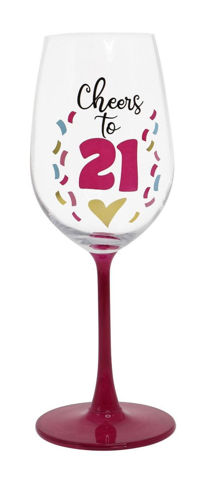 CHEERS TO 21 WINE GLASS