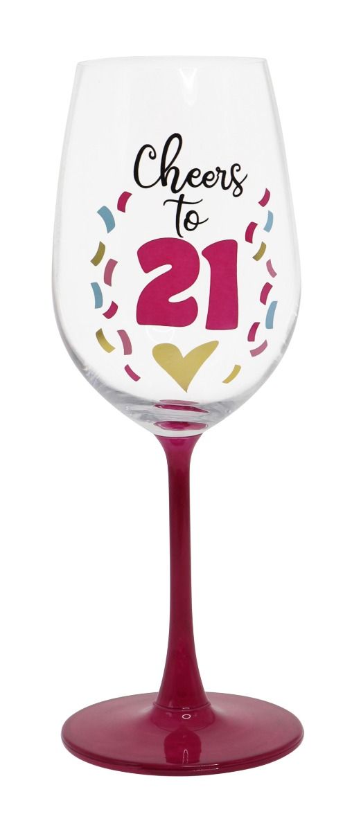 CHEERS TO 21 WINE GLASS