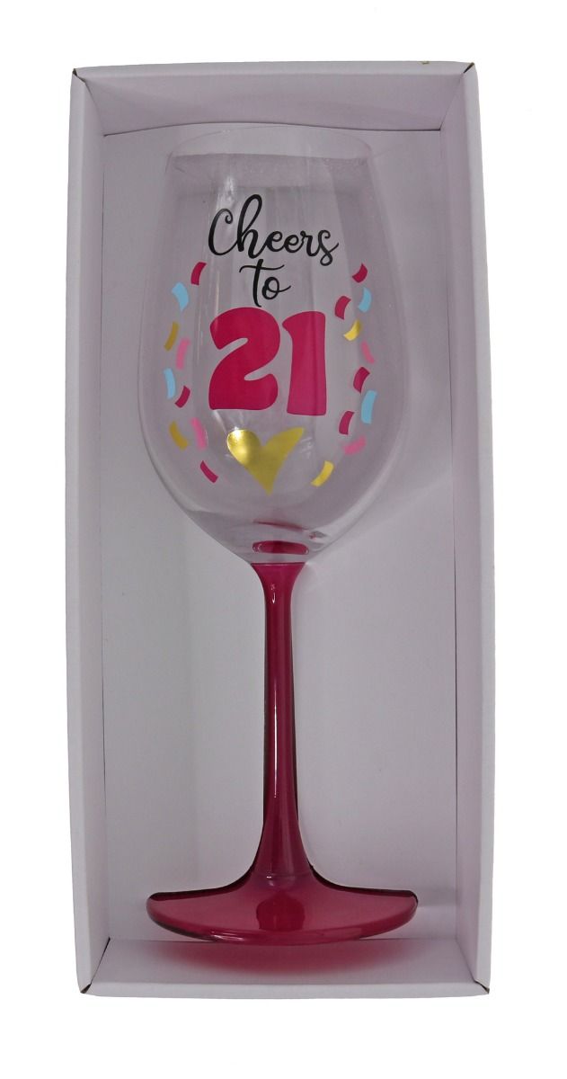 CHEERS TO 21 WINE GLASS