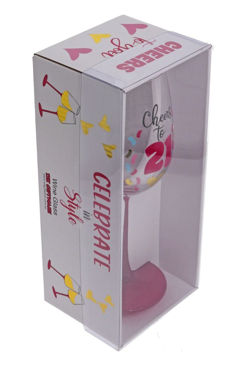 CHEERS TO 21 WINE GLASS