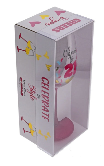 CHEERS TO 21 WINE GLASS