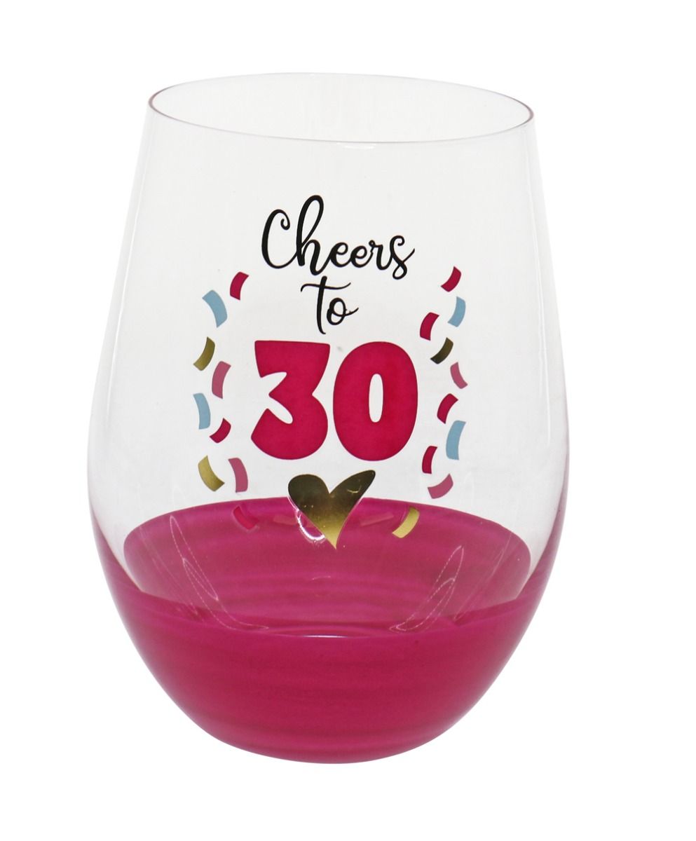 CHEERS TO 30 STEMLESS WINE GLASS