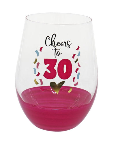 CHEERS TO 30 STEMLESS WINE GLASS