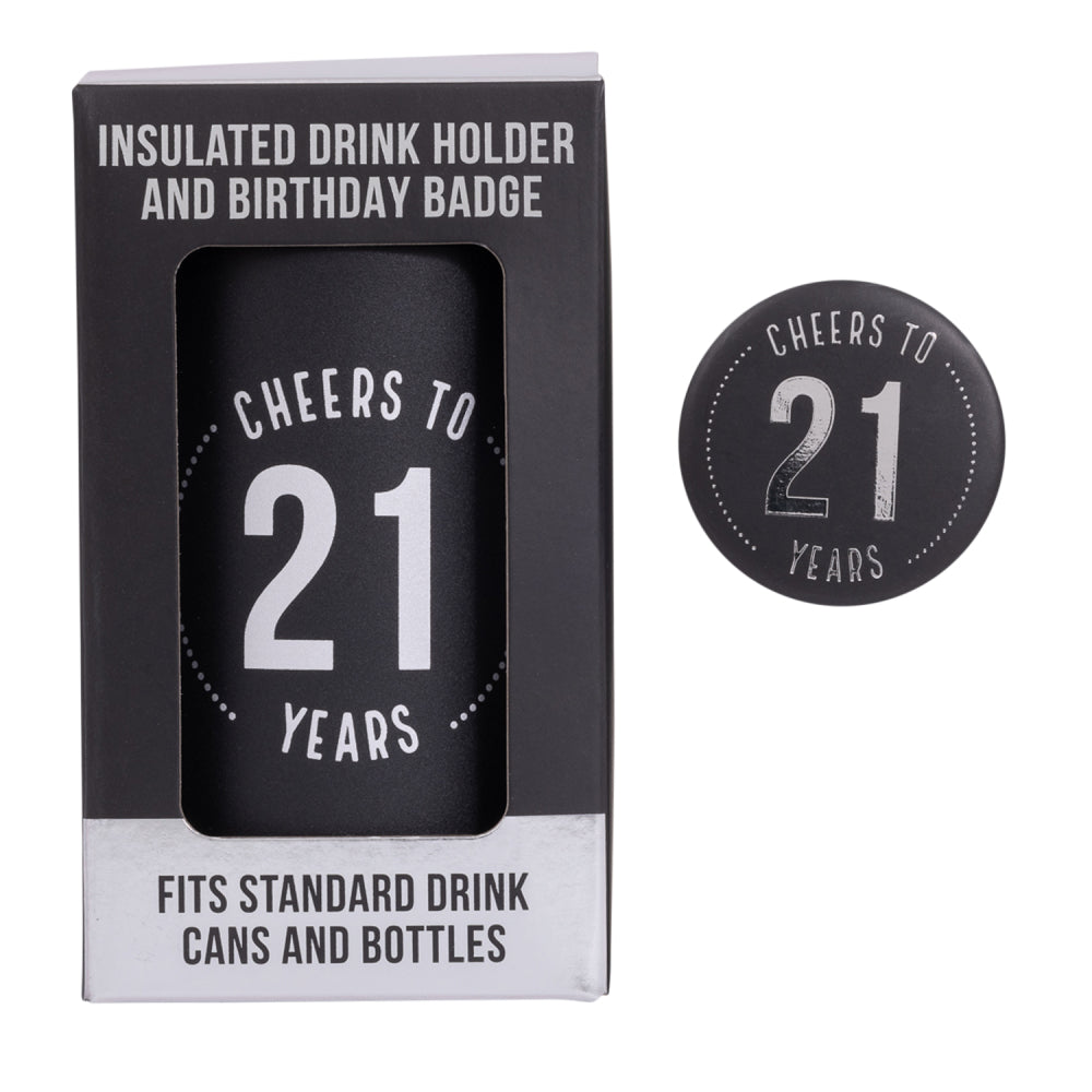 Celebration 21st Insulated Drink Cooler & Badge Set