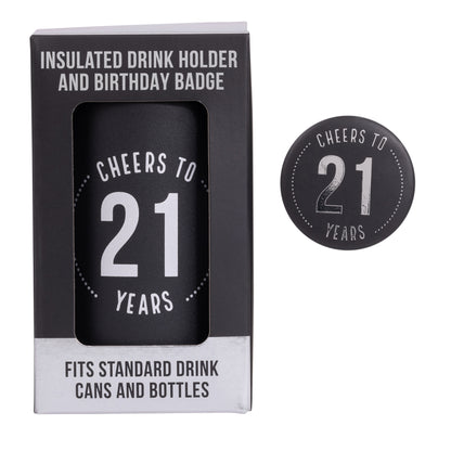 Celebration 21st Insulated Drink Cooler & Badge Set