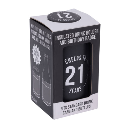 Celebration 21st Insulated Drink Cooler & Badge Set