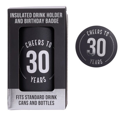 Celebration 30th Insulated Drink Cooler & Badge Set