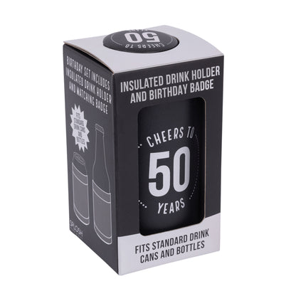 Celebration 50th Insulated Drink Cooler & Badge Set