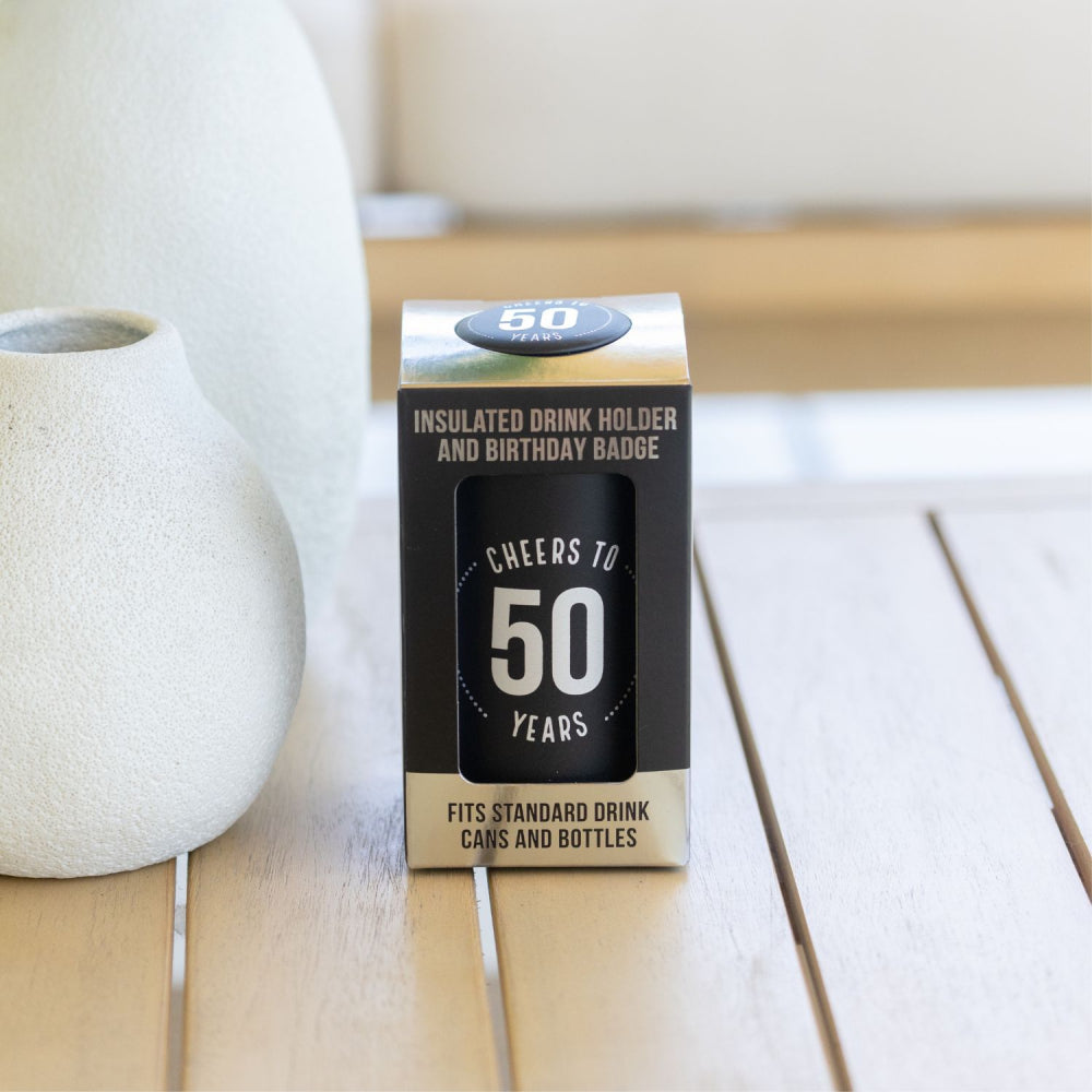 Celebration 50th Insulated Drink Cooler & Badge Set