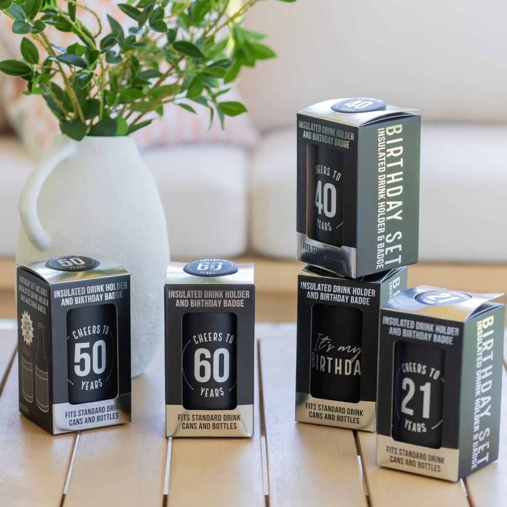 Celebration 60th Insulated Drink Cooler & Badge Set