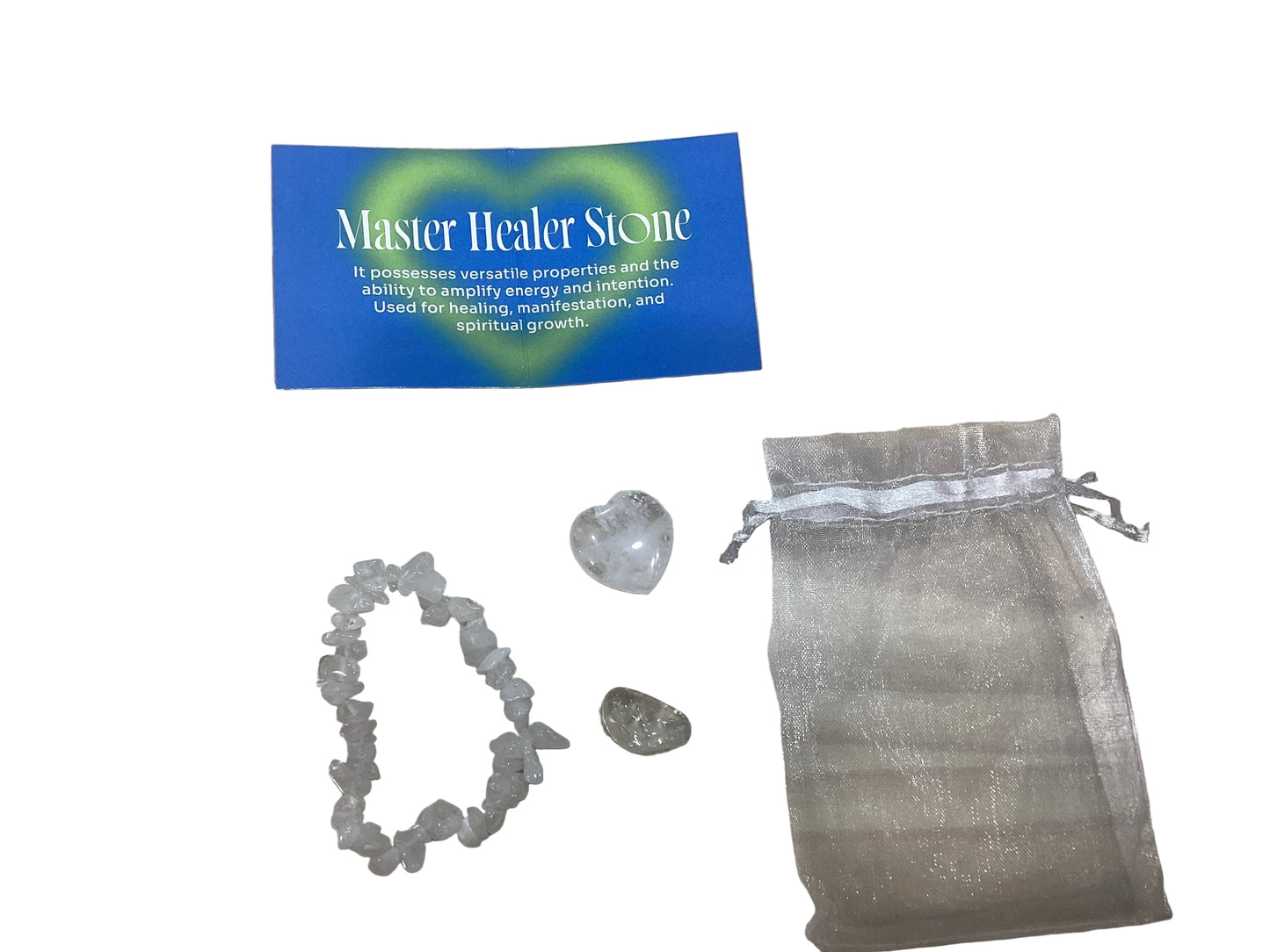 White mountain quartz healing pouch