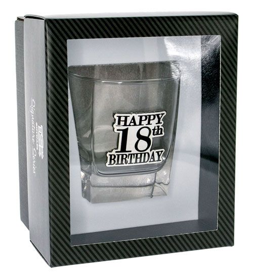 HAPPY 18TH BADGE SCOTCH GIFT BOX