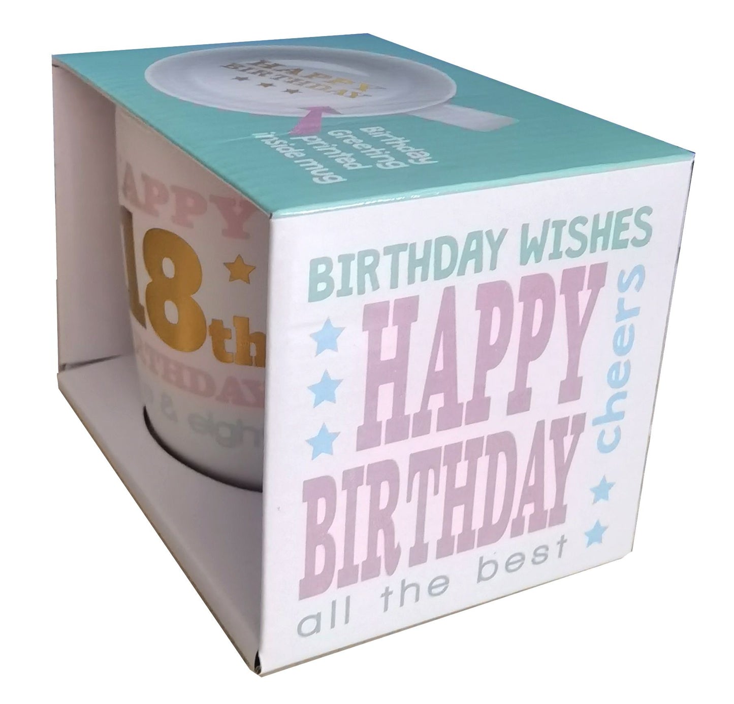 HAPPY 18TH WHITE GOLD FOIL MUG