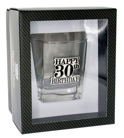 HAPPY 30TH BADGE SCOTCH GIFT BOX