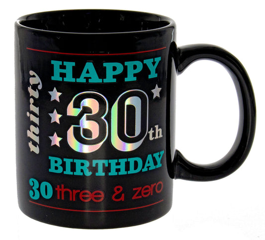HAPPY 30TH BLACK HOLO MUG