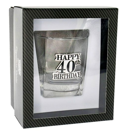 HAPPY 40TH BADGE SCOTCH GIFT BOX