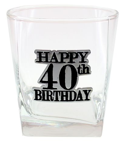 HAPPY 40TH BADGE SCOTCH GIFT BOX