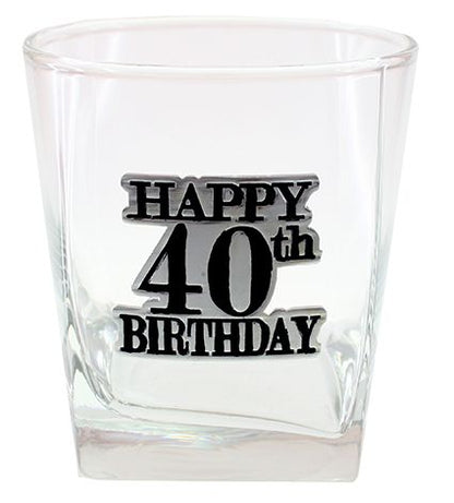 HAPPY 40TH BADGE SCOTCH GIFT BOX