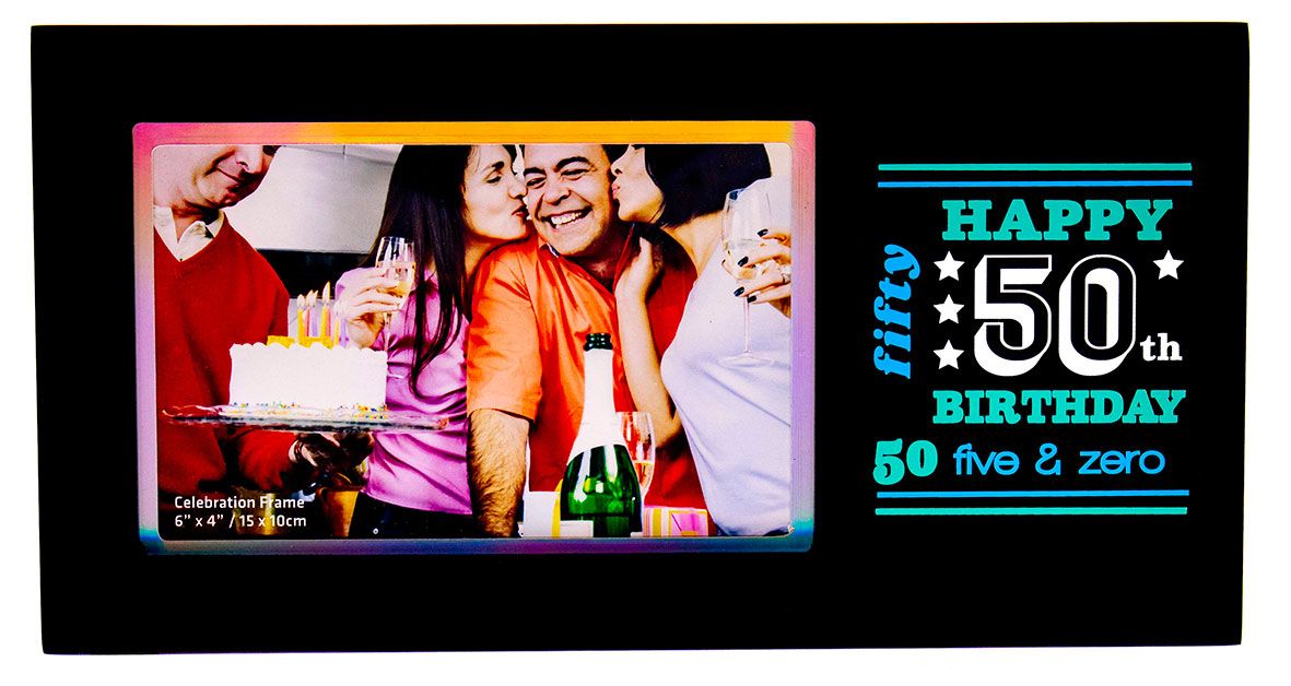 HAPPY 50TH HOLO 6X4 MDF FRAME