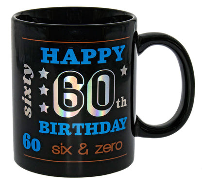 HAPPY 60TH BLACK HOLO MUG