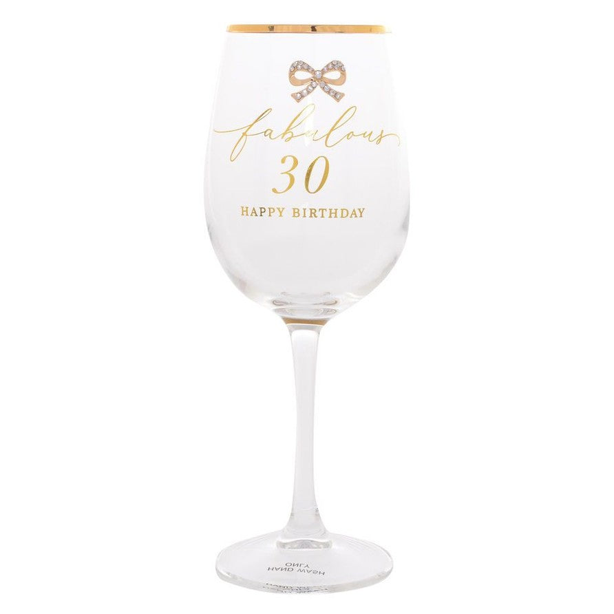 Jewelled 30th Wine Glass