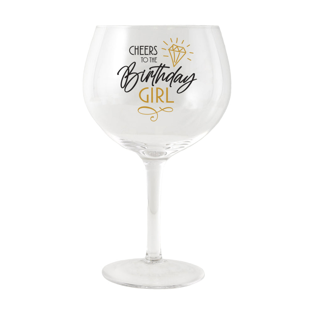 Sip Celebration Birthday Girl Balloon Glass