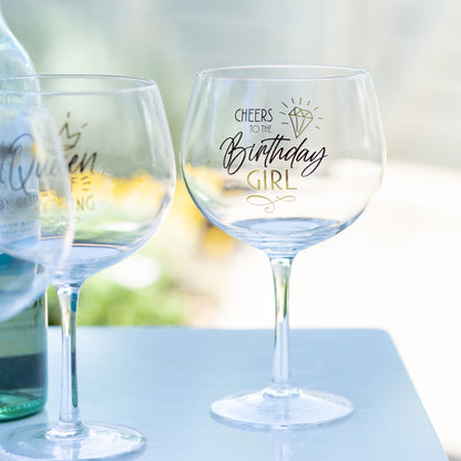 Sip Celebration Birthday Girl Balloon Glass