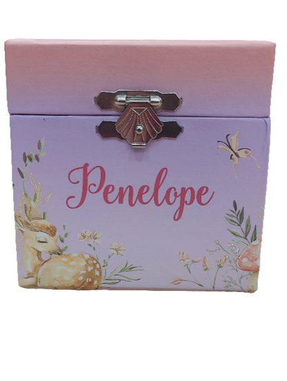Jewelry box with 'Penelope' on a white background
