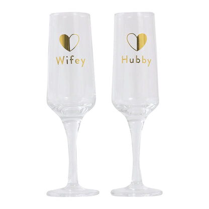 Wedding Wifey & Hubby Wine Glass Set 